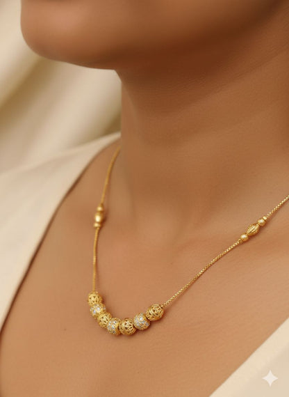 Elegant Golden Beads Micro Gold Plated Daily Wear Ball Chain