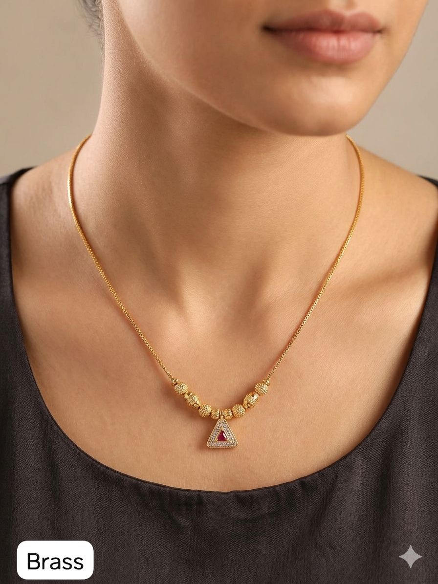micro gold plated ad diamond studed fancy ball design 18 inches trinagle chain