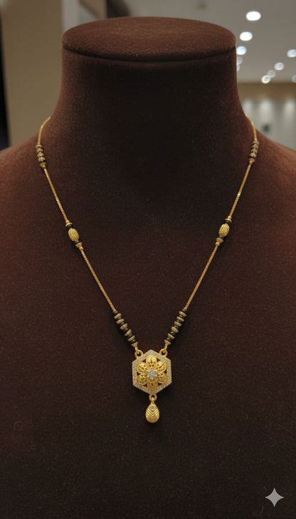 Micro Gold Plated And Diamond Forming Flower Mangalsutra