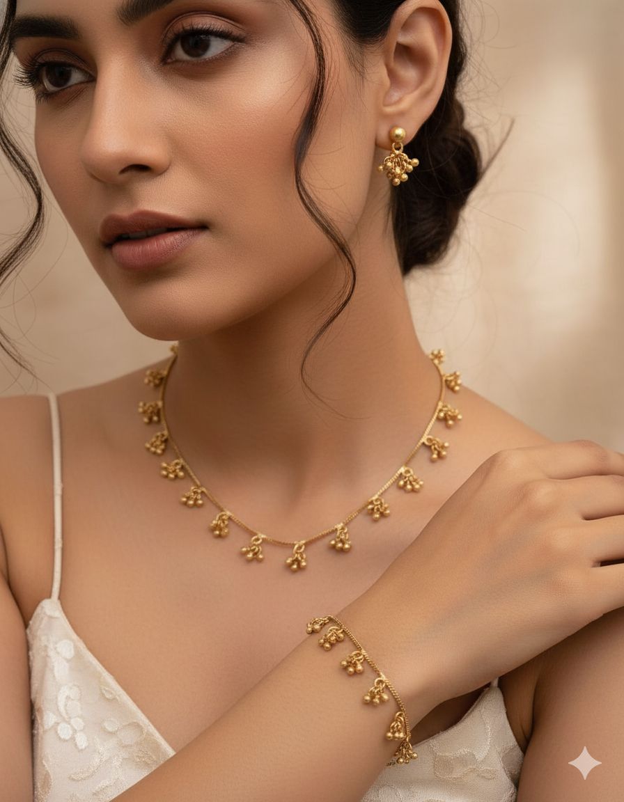 Anushka Minimal Gold Charm Set with Earring