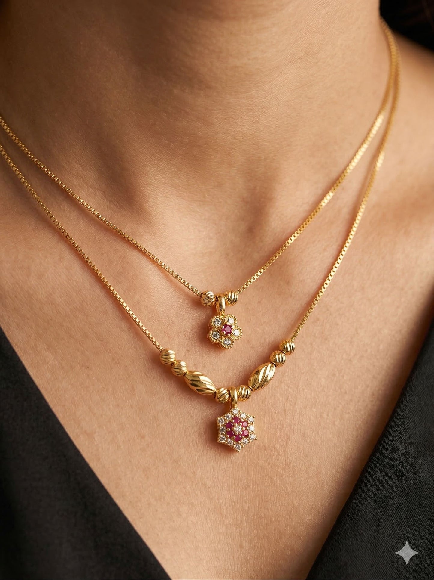 micro gold plated ad diamond  studed daily waer fancy 18 inches star chain
