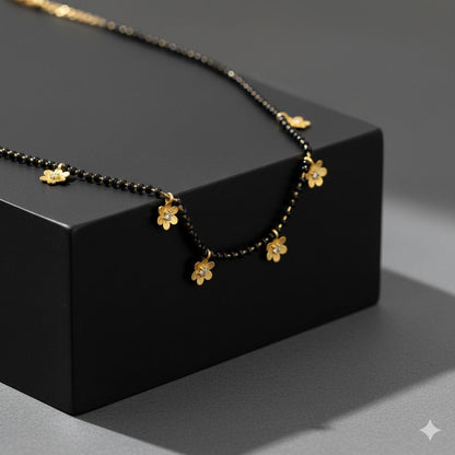 Micro Gold Plated And Diamond Flower Design Fancy Mangalsutra