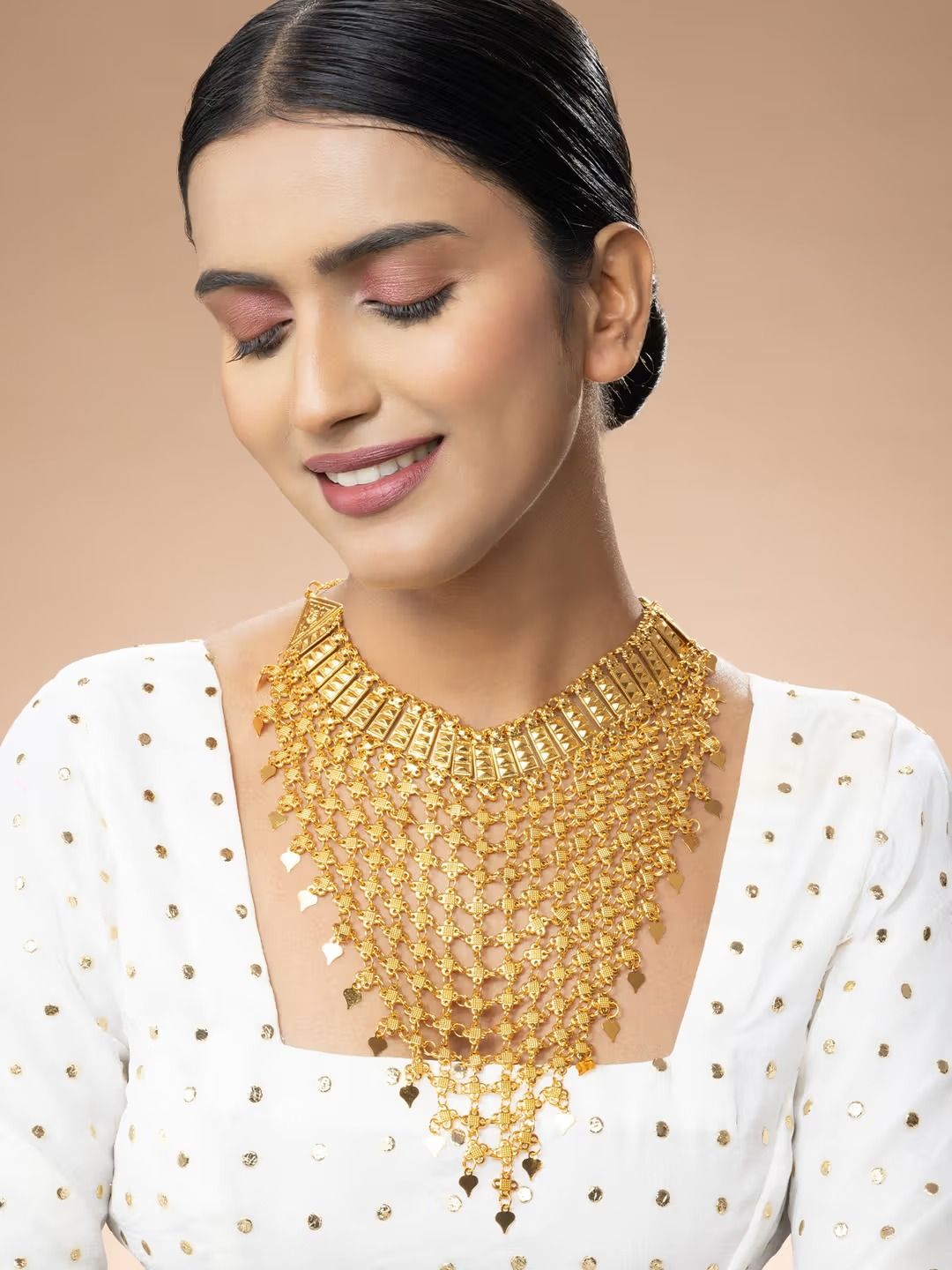 Micro Gold Plated Traditional Wear Classic Long Layered Necklace