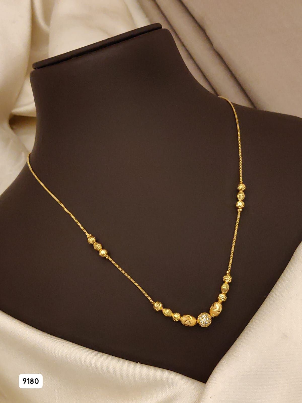 Micro Gold Plated And Diamond Daily Wear  Ball Chain