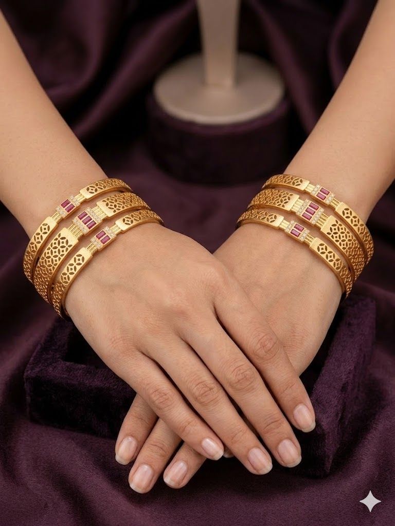 Micro Gold Plated  Designer ad diamonds 6 pcs bangles
