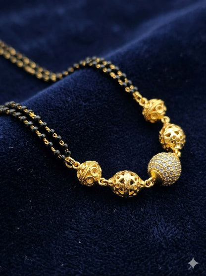 Elegant Micro Gold Plated And Diamond Studded 18 Inches Mangalsutra