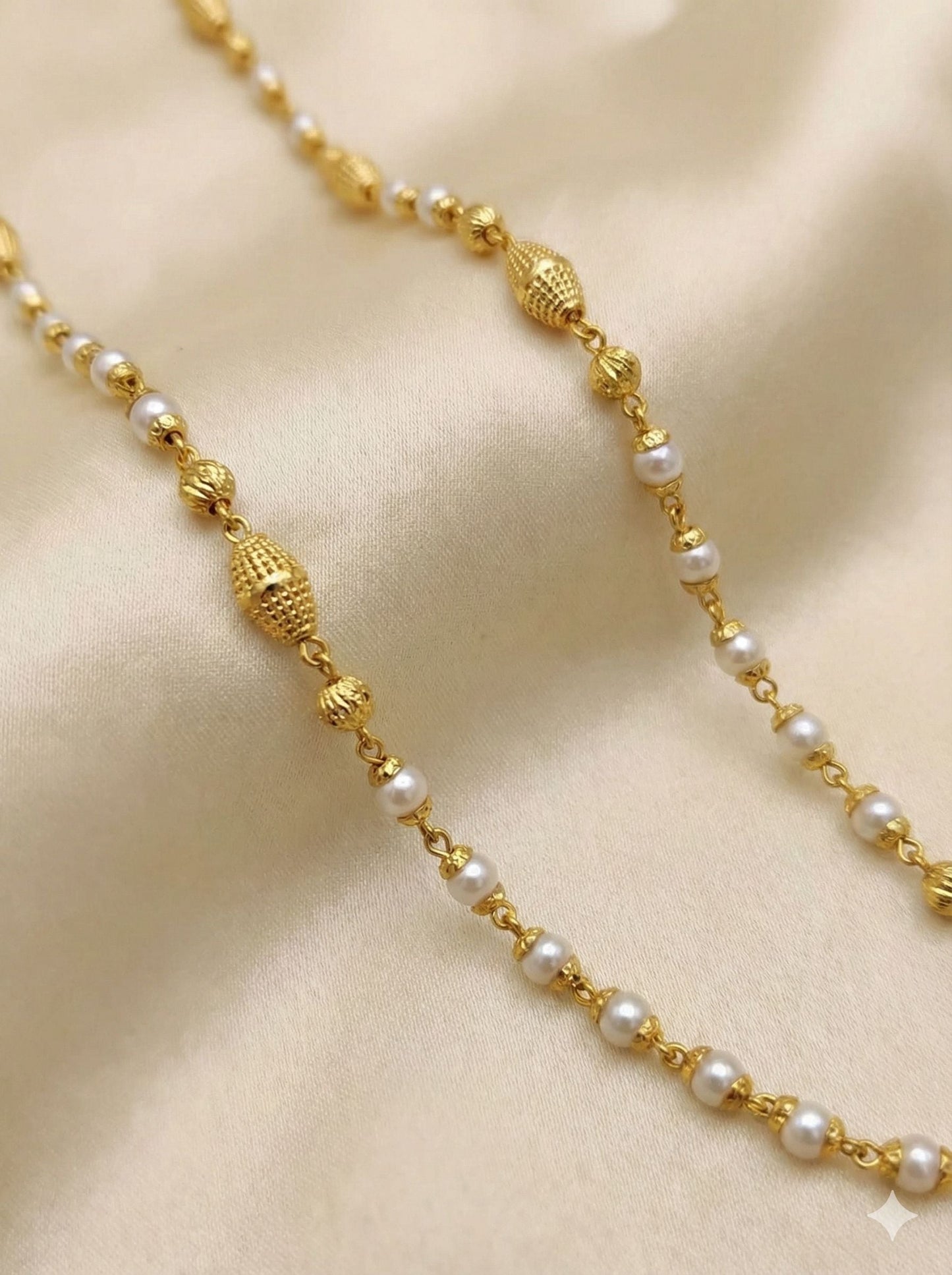 Gold Plated Daily Wear Fancy Pearl Drop 24 Inches Chain