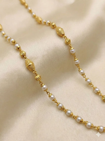 Gold Plated Daily Wear Fancy Pearl Drop 24 Inches Chain