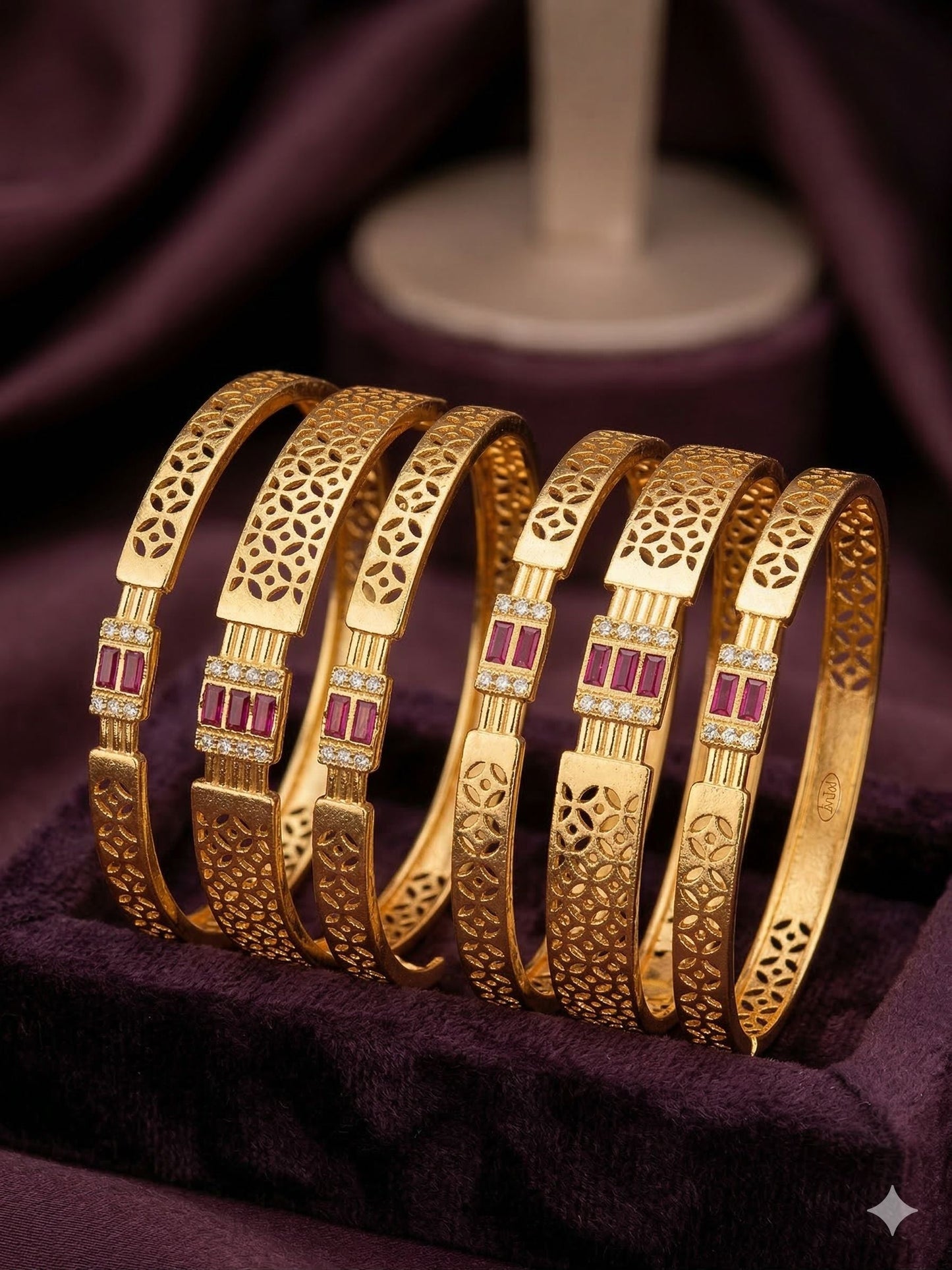 Micro Gold Plated  Designer ad diamonds 6 pcs bangles