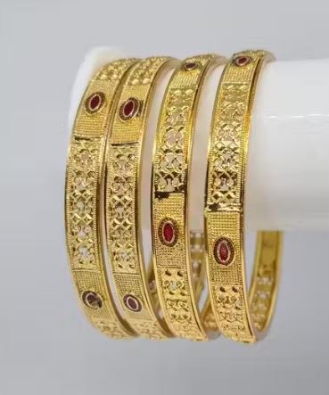 Set Of 4Pc Gold Plated Traditional Meenakari Bangles